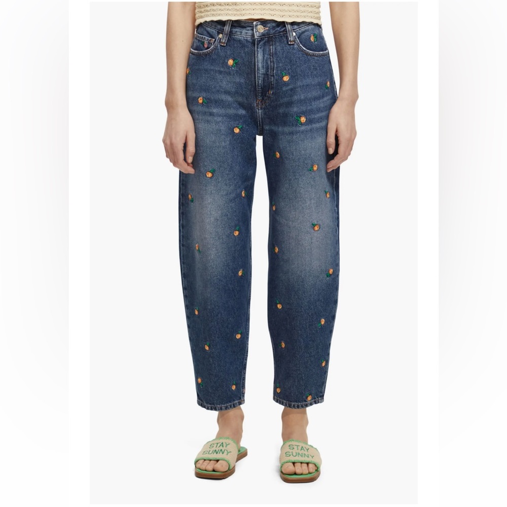 Scotch & Soda the Tide balloon leg jeans with peach embroidery